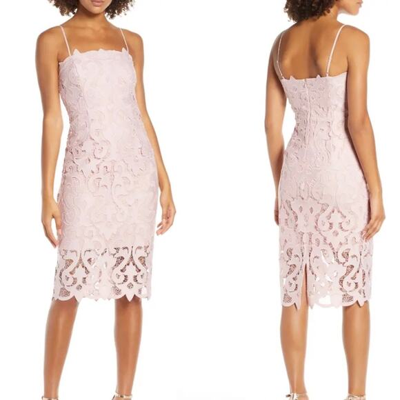 NWT Bardot Light Pink Lace Sheath Dress Size 8 - Picture 1 of 9